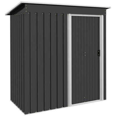 5 X 3Ft Garden Storage Shed With Sliding Door And Sloped Roof Outdoor Equipment Tool