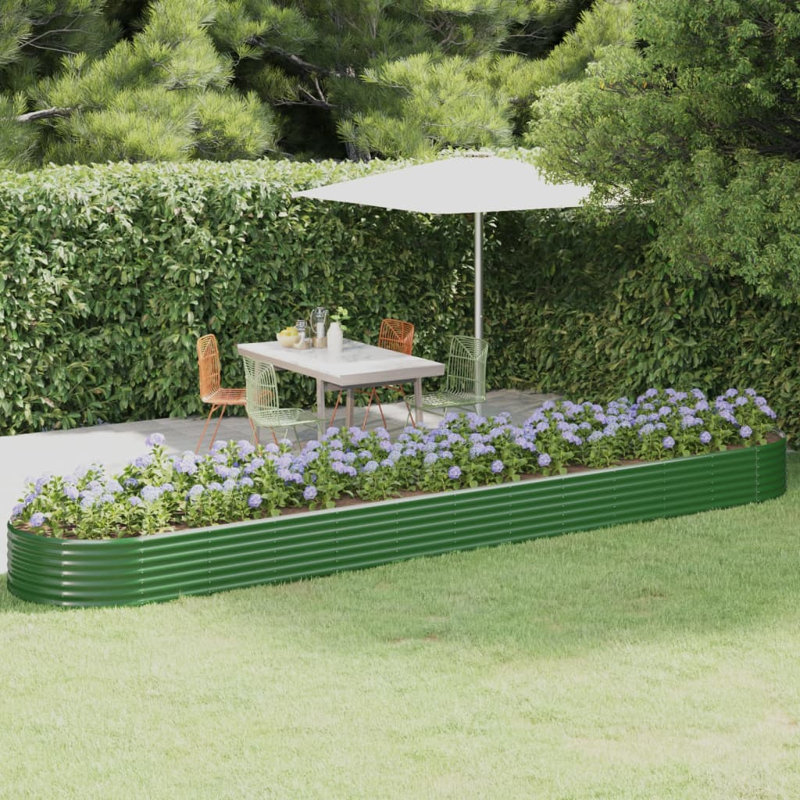 Garden Raised Bed Powder-coated Steel, 36cm H x 507cm W x 100cm D, green