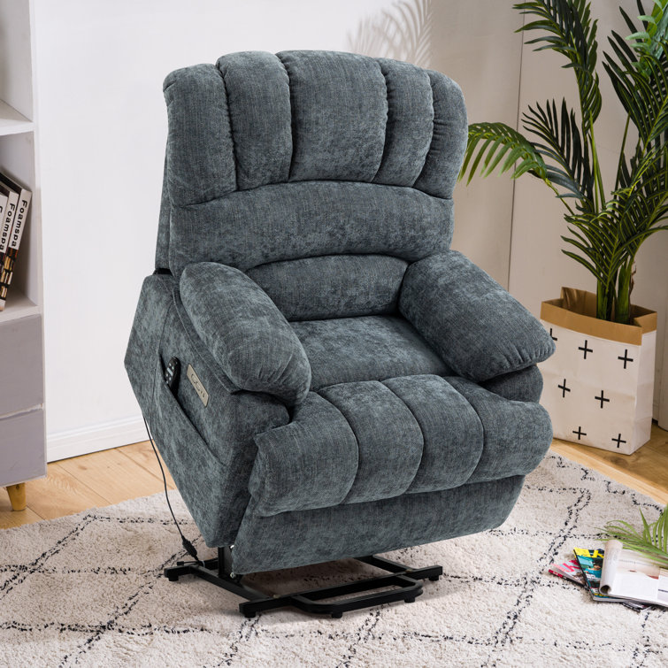 High Back Large Size Chenille Power Lift Recliner Chair