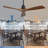 52Inch Outdoor Farmhouse Ceiling Fan with Remote Carved Wood Fan Blade Reversible Motor