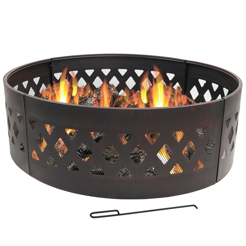 Margene Crossweave 36" Round Steel Heavy-Duty Fire Ring