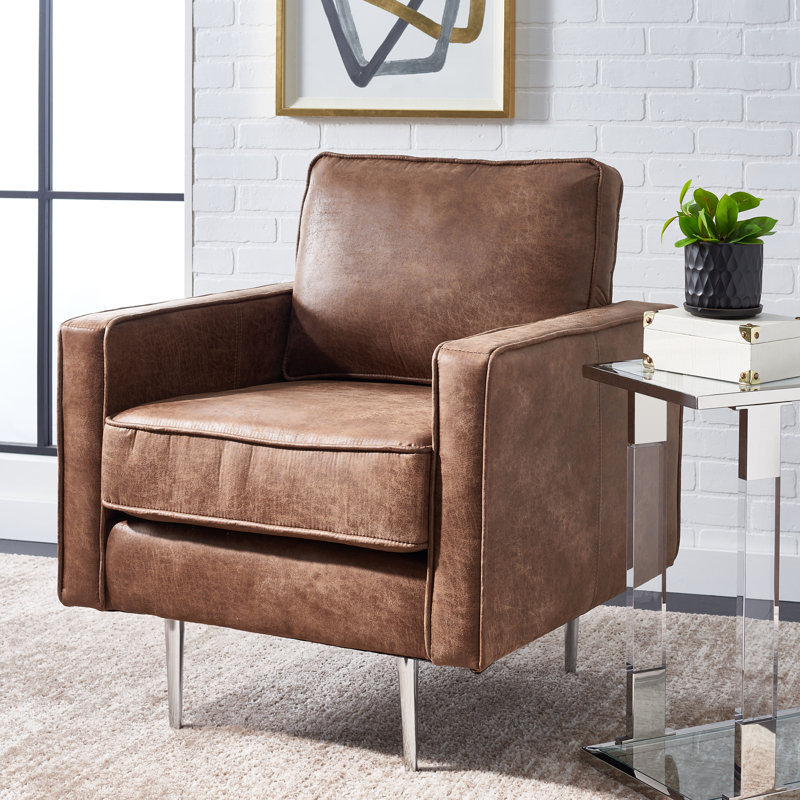 Fenske Faux Leather Armchair, Silver