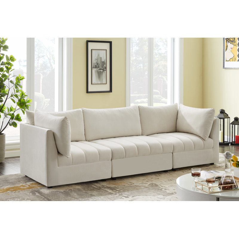 Ensoll 103'' Velvet Sofa, Cream Velvet