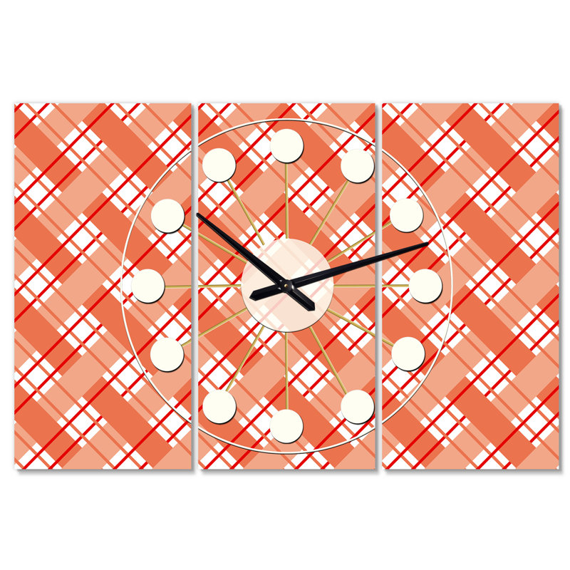Horloge murale surdimensionnée mid-century, Orange / Rouge
