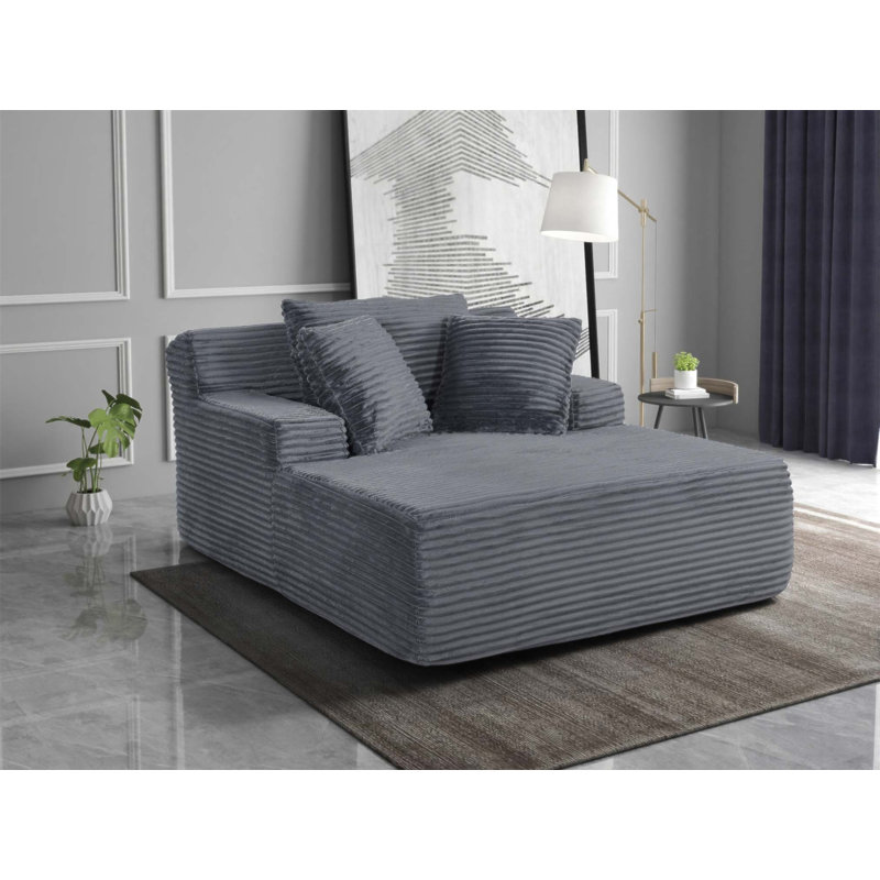 Luxueuse chaise longue en fausse fourrure de 66 pouces, canapé-lit surdimensionné avec coussin, parfait pour la lecture et la détente dans n'importe quel salon