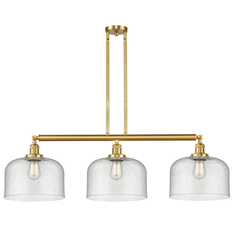 Bell - Luminaire suspendu pour îlot de cuisine 3 lumières 41 ", Ampoule non incluse, Chrome poli, Grainé