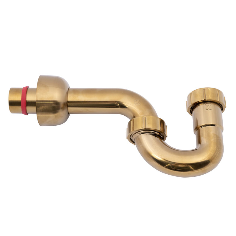 Siphon en plastique décoratif de 1-1 / 2 po ou 1-1 / 4 po x 1-1 / 2 po, Or brossé