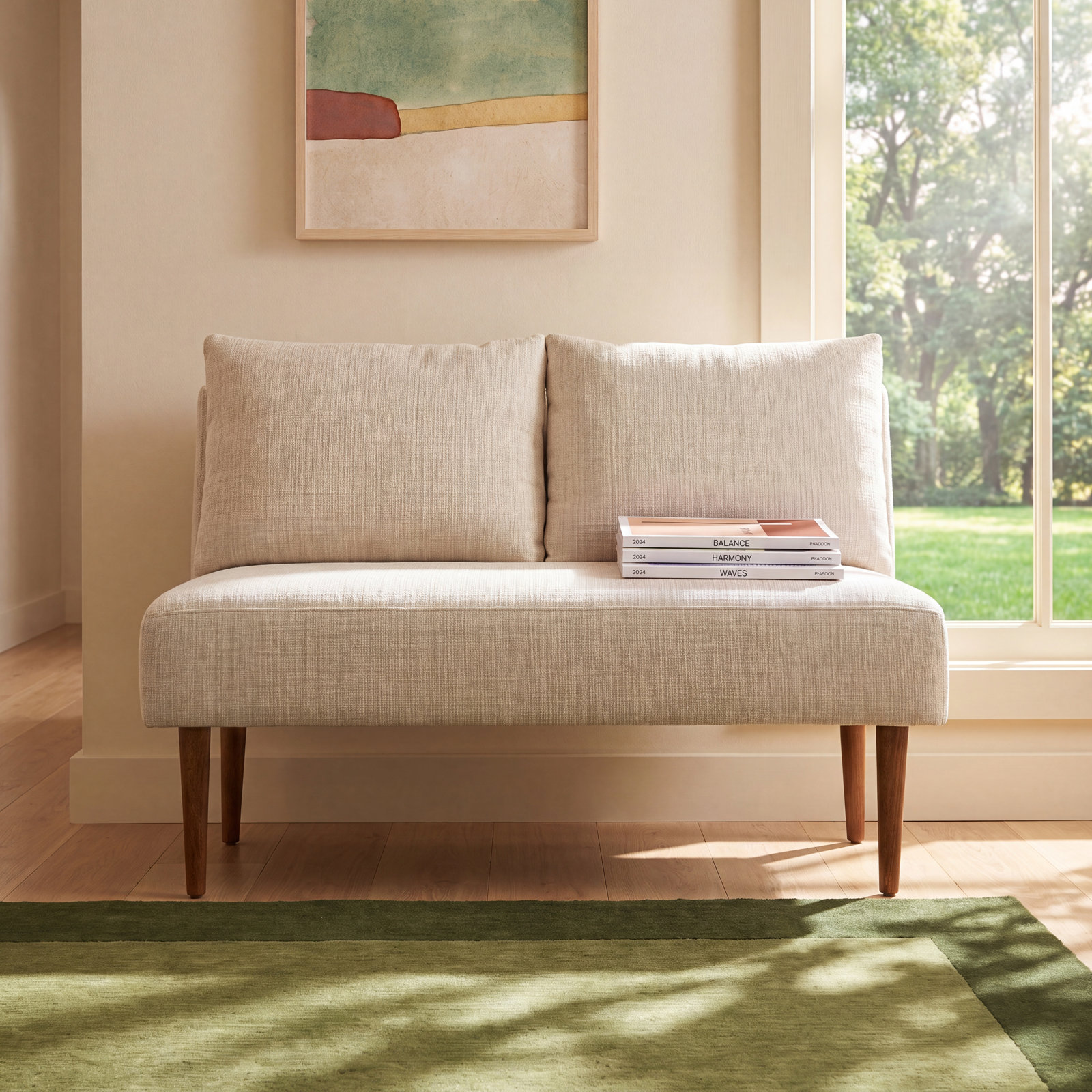 Nalaya Bench, Cream Performance Basketweave