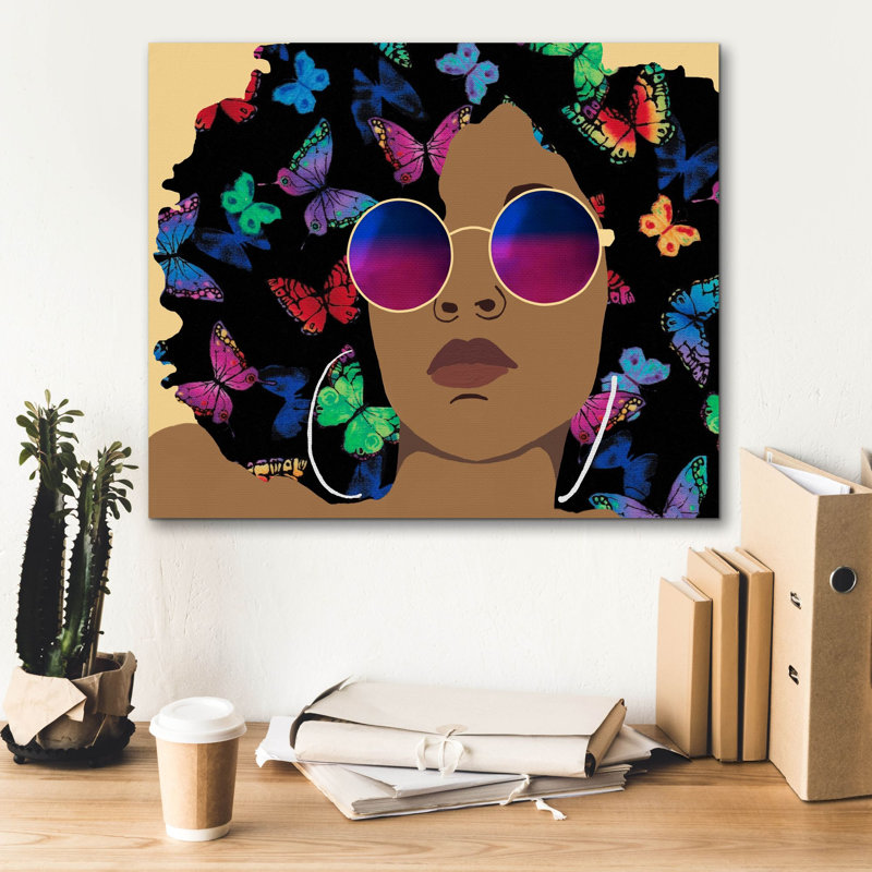  «Butterfly Diva 1» par Alonzo Saunders, art mural sur toile, 24 po x 20 po, H 20 po x l 24 po