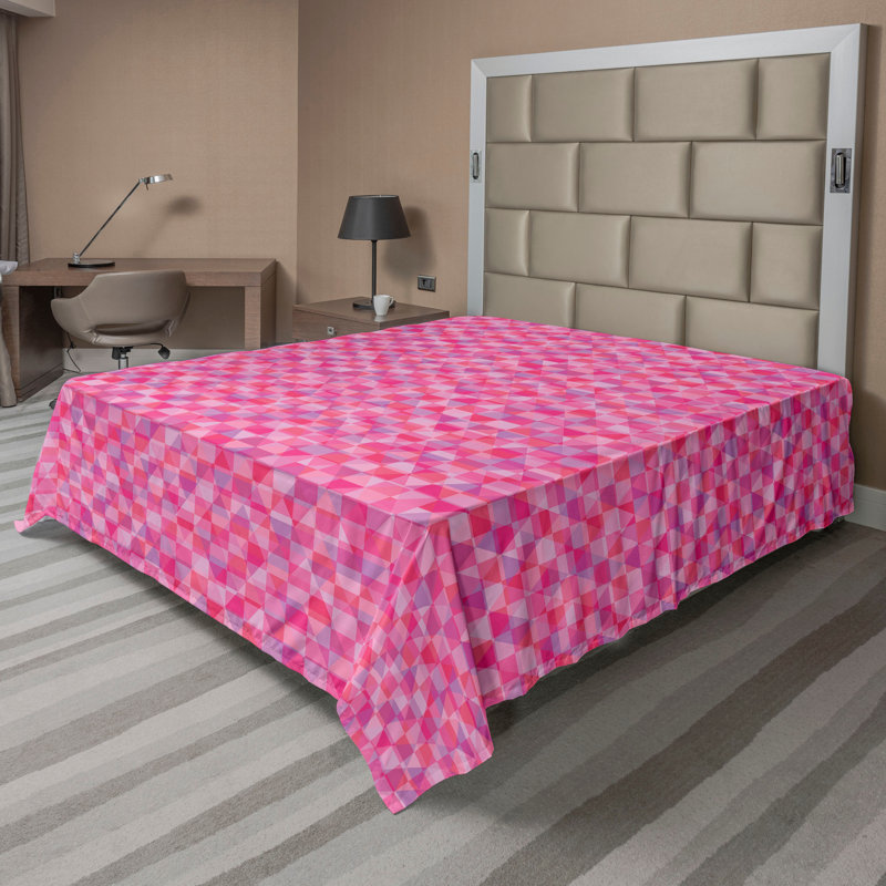 Drap plat moderne de style bohème Ambesonne, Full Flat Sheet, Rose séchée / motif géométrique rubis pâle