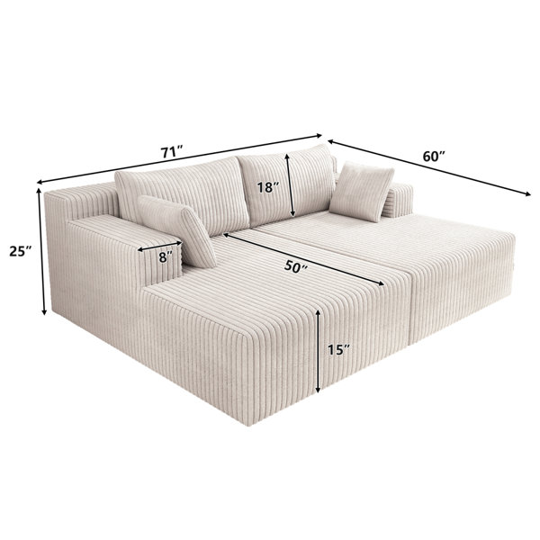 Latitude Run® Cloud Sectional Couch With Shape Chaise,Modern Modular ...
