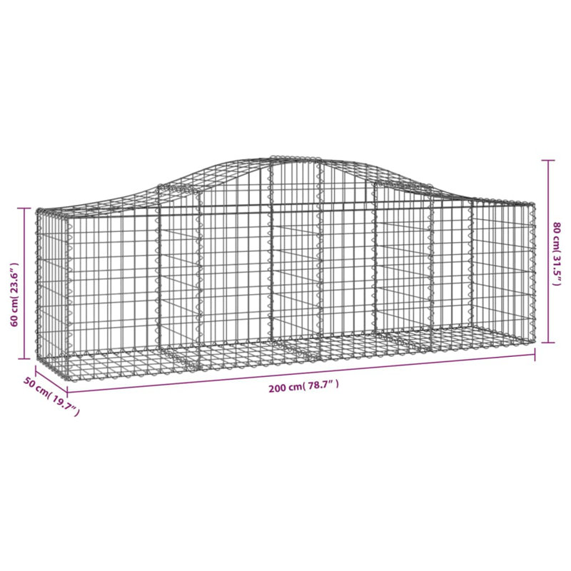 Ensemble de 14 paniers en fer galvanisé argentés Vidaxl Gabion, H 1,6 pi x l 6,6 pi