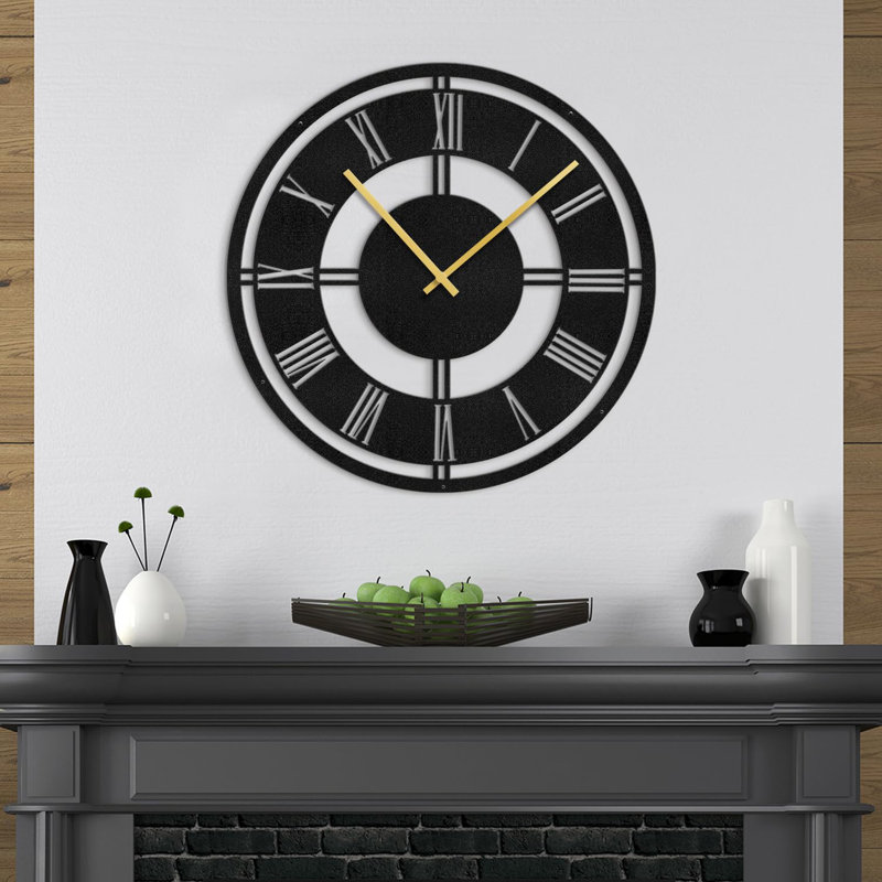 Metal Wall Clock, 24" W x 24" H