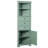 Tall Corner Storage Cabinet With 5 Drawers And Open Shelves, Green Finish