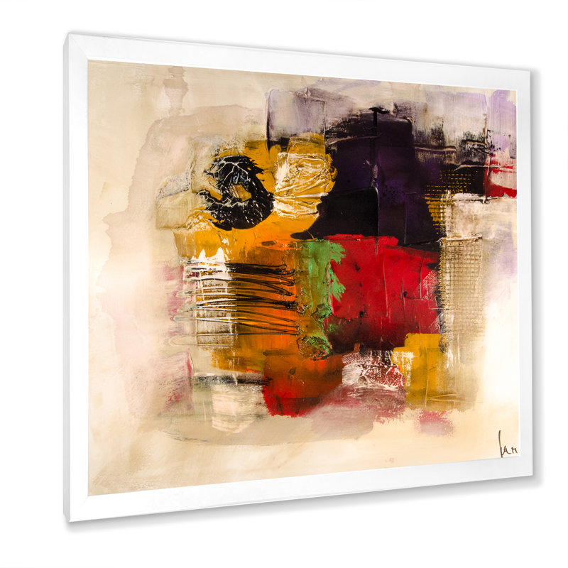 Energetic Color Dance - Print on Canvas, 30" H x 30" W x 1" D, White Picture Frame