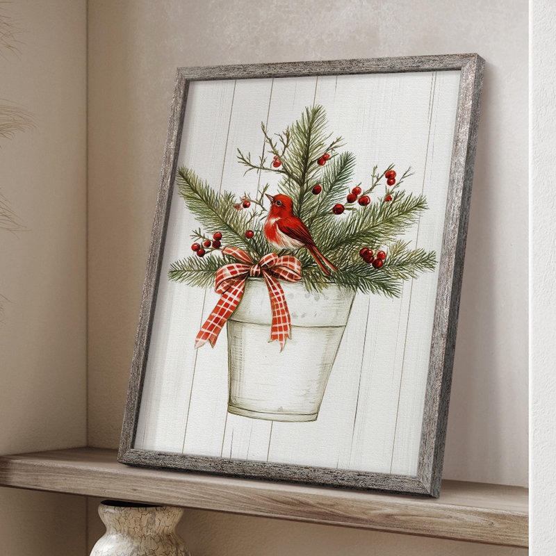 «Christmas Holiday Art», reproduction encadrée en bois massif, H 30 po x l 24 po