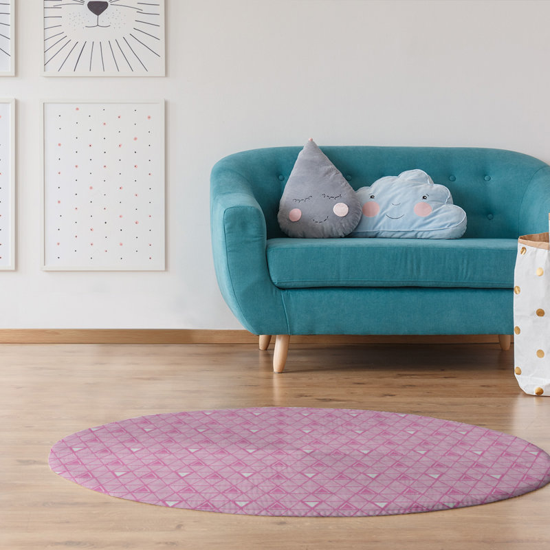Chenille Geometric Indoor Rug, Round 5'