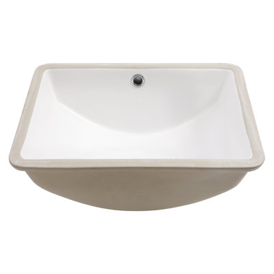 Modern White Ceramic Rectangular Undermount Bathroom Sink With Overflow - 18.5"X14", Elegant For Office And Use 18.5"X14" Undermount, Stain , Various Spaces