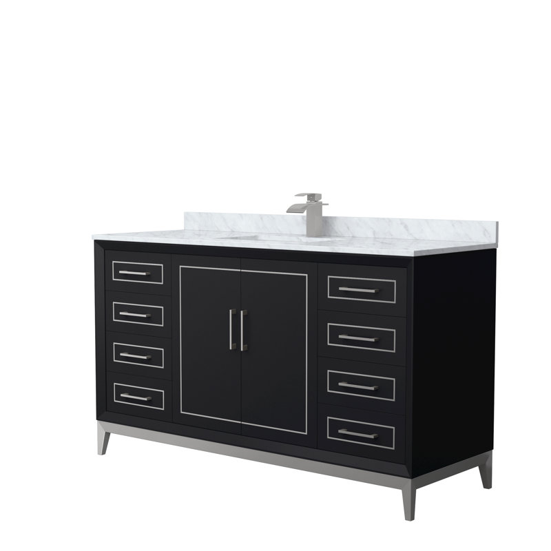 Ensemble de meuble-lavabo simple 60 po Marlena, Noir, noir, noir, noir, Gris
