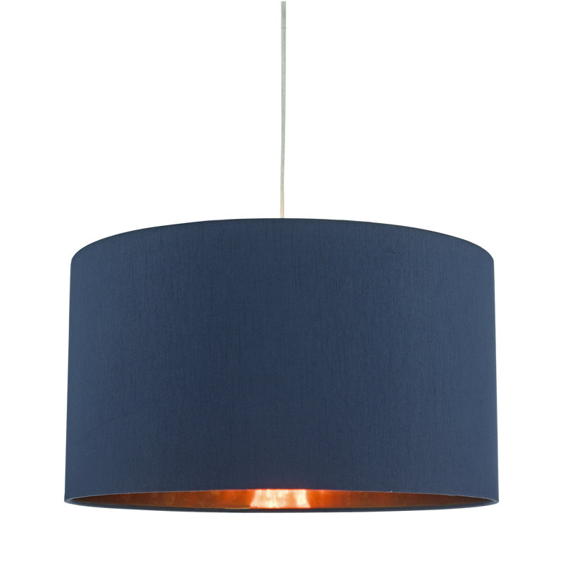 22.5cm H Faux Silk Drum Pendant Shade ( Uno ), Blue