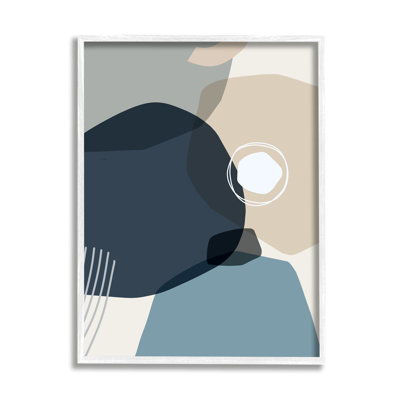 Mod Shapes Arranged Abstract Circle Collage Blue Beige par - Impression