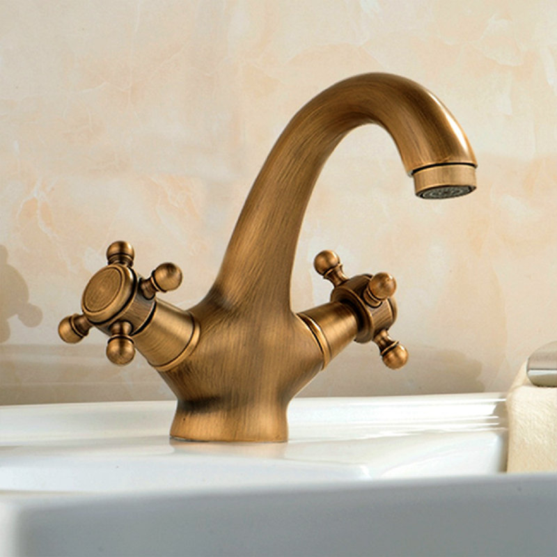 Venice Padua Antique Double Handle Bathroom Sink Faucet – Rubbed Oil Bronze Deck-Mount Fixture