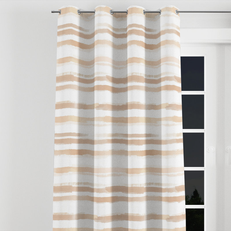 Rideaux obscurcissants Modern Room - Rideau à œillets à lignes abstraites beiges - 1 panneau, L 52 po x L 108 po