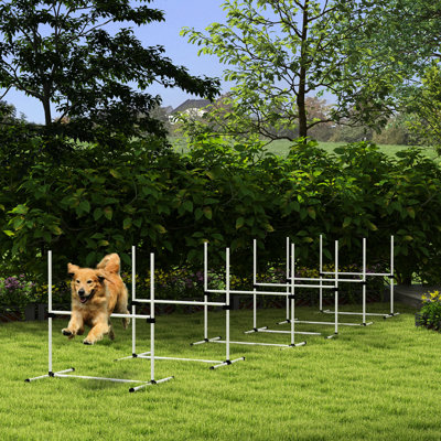 Dog Agility Training : 6 Jumps With Adjustable Height, Included Carry Bag, For Fun, White, 39" Product Depth Piece Starter Kit Height Jump Bars, Carrying Lap Dogs, 25.5" Width