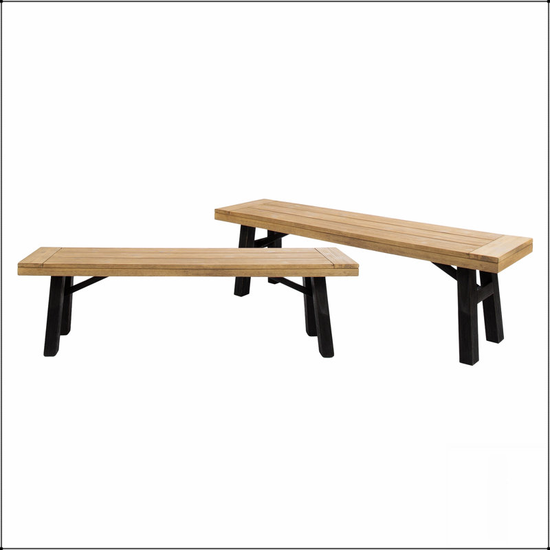 Ensemble de banc d'extérieur rustique avec panneau à lattes et cadre en bois d'acacia durable, parfait pour le jardin et le patio