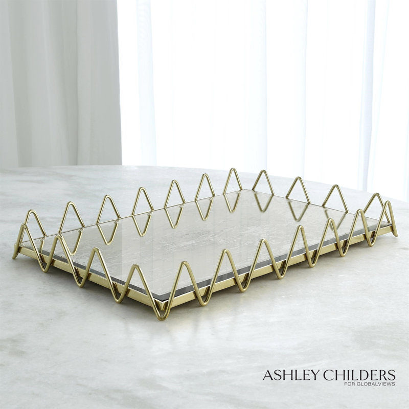 Ric Rac Tray-Gold W/Antique Mirror
