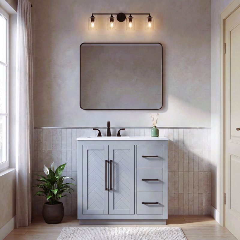 Meuble-lavabo simple 36 po, Gris