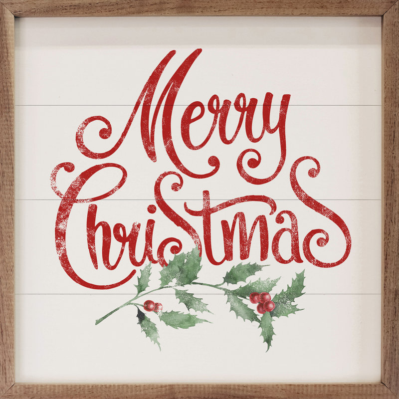 Aquarelle joyeux Noël houx blanc, H 24 po x l 24 po