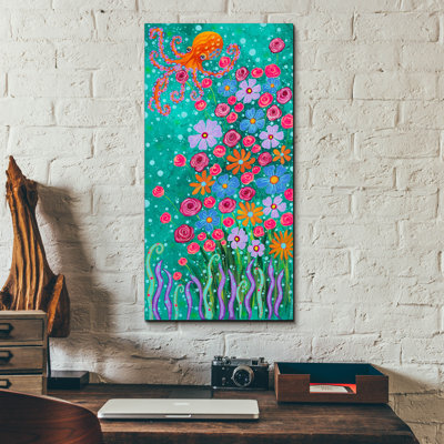  «The Exquis Octopus» par Carrie Sharp, art mural en verre acrylique, 12 po x 24 po