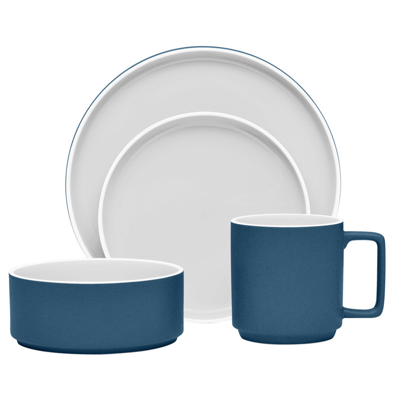 Couvert individuel 4 pièces Noritake ColorTrio Stax, Bleu