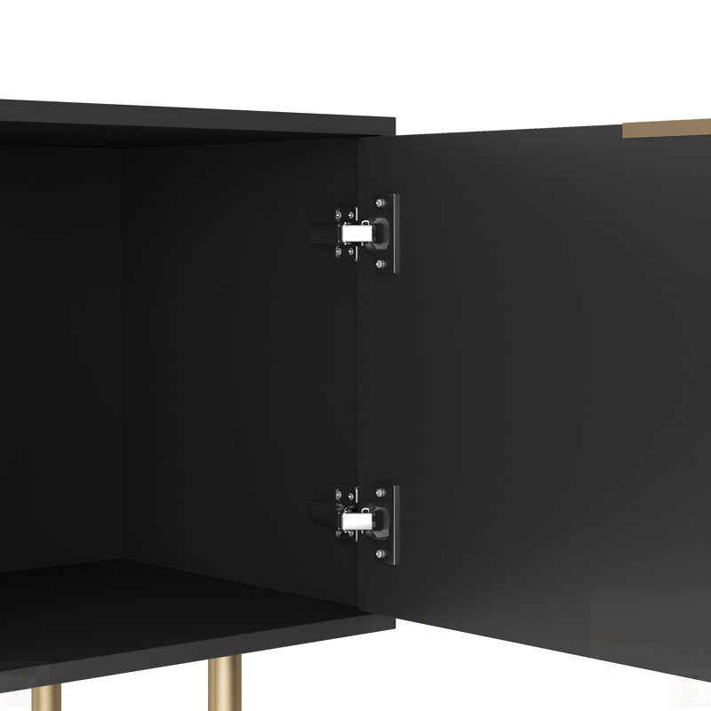 Meuble télé moderne à cannelures avec portes de rangement et centre de divertissement