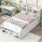 Full Size Bed With Bookcase Headboard And Under Storage, White End Case Featuring Bookcase, Storage &