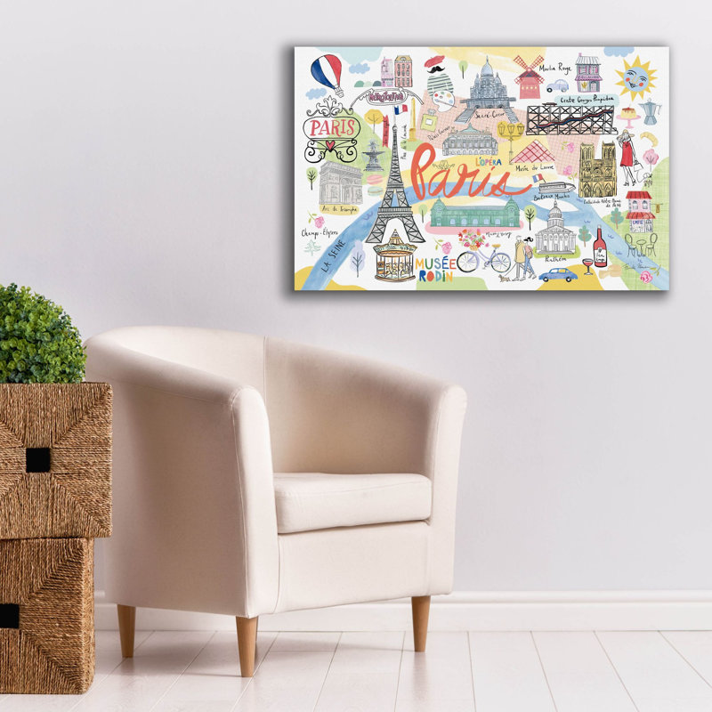 Toile épique Graffiti «Paris Map Light» par Farida Zaman, 40 po x 26 po, H 26 po x l 40 po