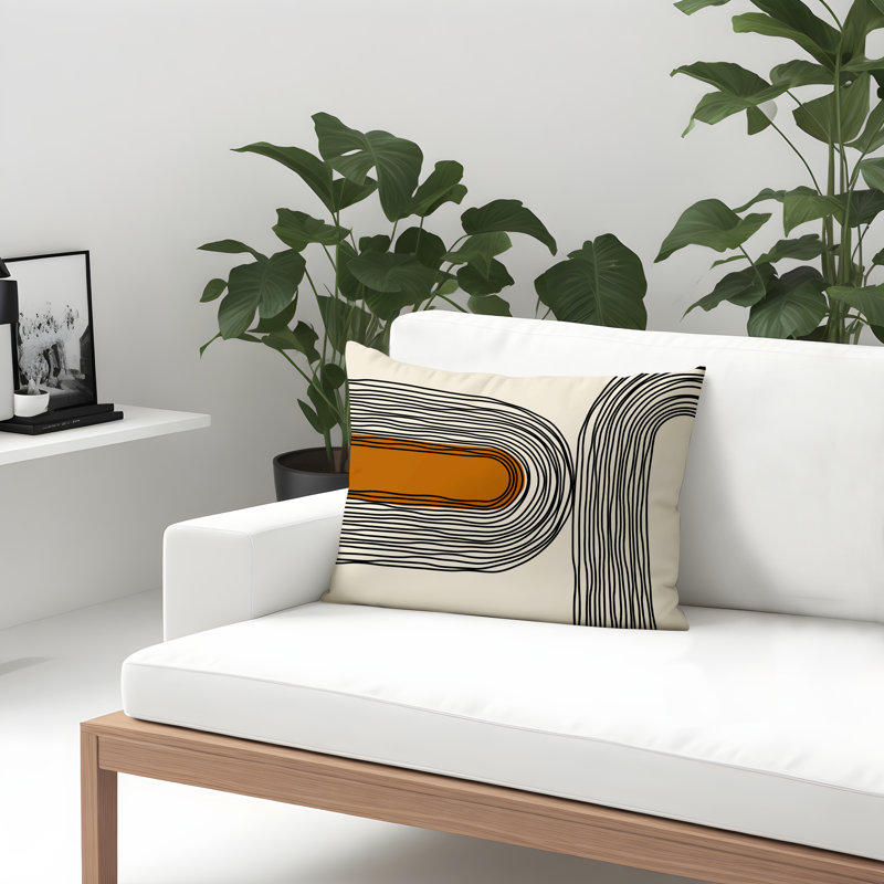 Coussin décoratif réversible intérieur / extérieur Cassie, Orange, H 18 po x l 25 po