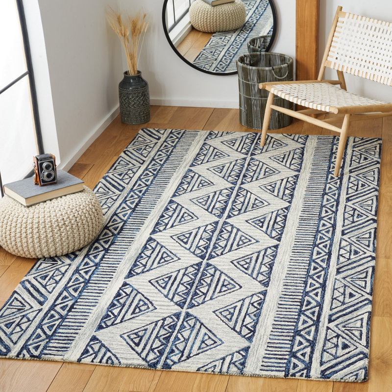 Metro Hand Tufted Wool And Cotton With Latex Geometric Rug, Rectangle 5' x 8'