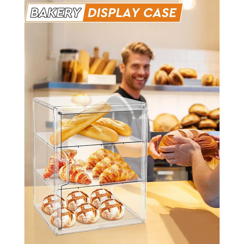 Vitrine à pâtisserie, boîte à pain pour comptoir de cuisine, boîte à pain réglable à 4 couches, boîte à pain de grande capacité pour pains maison, muffins, contenant de rangement pour bagels, porte-pain