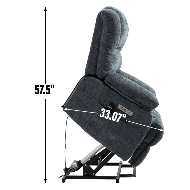 Fauteuil inclinable électrique en chenille de 23 po de large et à dossier haut avec massage par vibration à 8 points et chauffage lombaire
