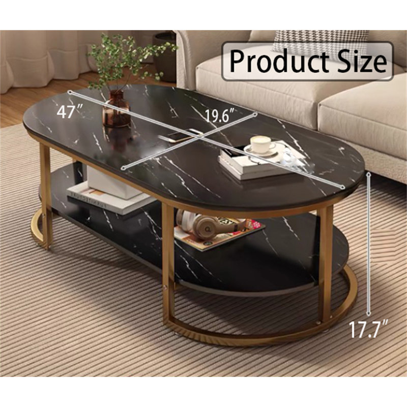 Table basse de salon, Noir / or