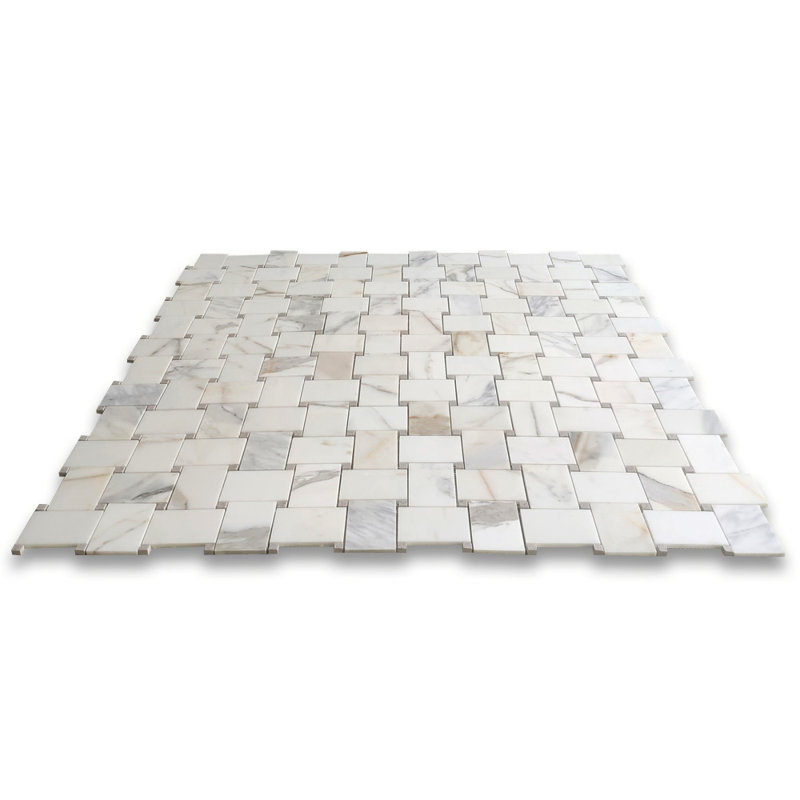 Calacatta 11" x 11" Marble Mosaic Tile, White/Gray