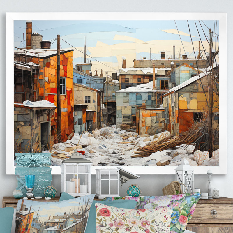 Winter Warehouse Palette II sur toile, Cadre simple blanc, H 12 po x l 20 po x P 1 po