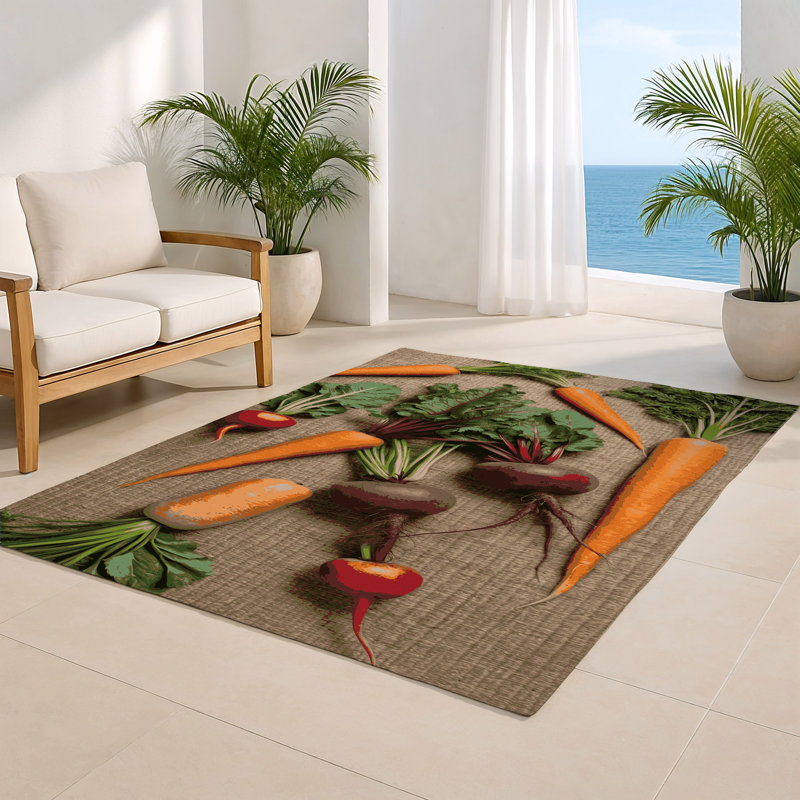 Tapis d'intérieur et d'extérieur brun Botanical, Rectangulaire 2 pi x 3 pi