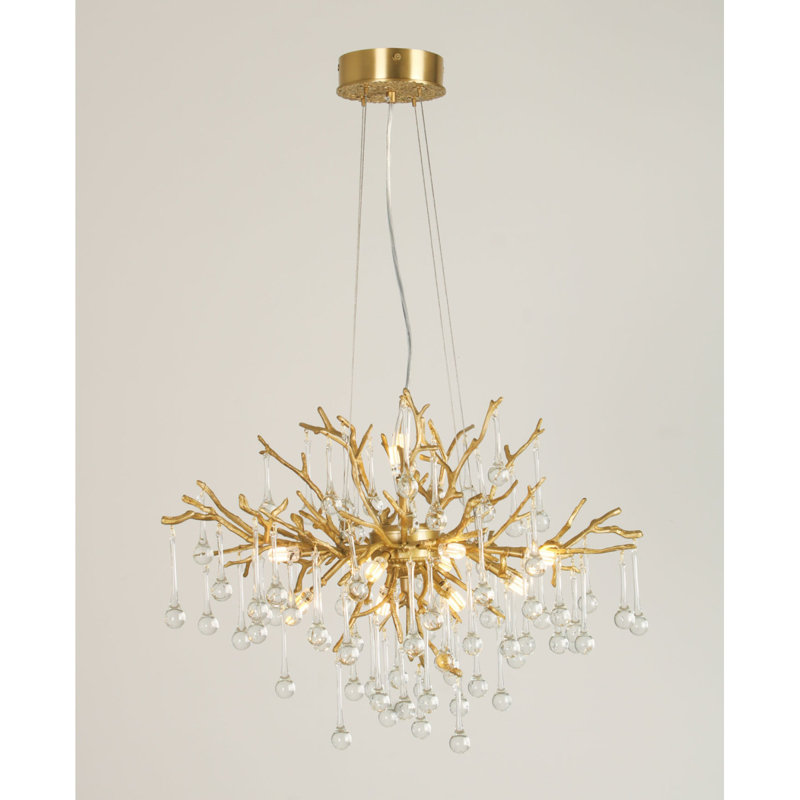 Lustre Light Bijout Branches, Or antique, Couleurs mélangées, 30” Length x 18" Wide x 24" Height