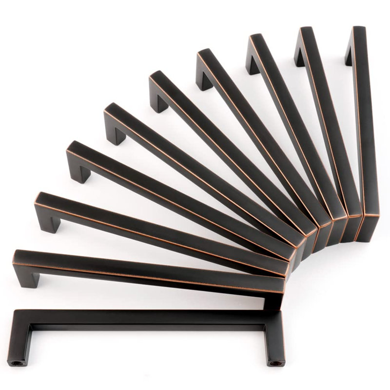 10 Pack 5 in Oil Rubbed Bronze Cabinet Pulls, Drawer Handles，Solid, Sturdy, Comfortable, Square Bar Hardware, Brushed Bronze Kitchen Cabinet Pull, for Dresser Cupboard Bedroom Bathroom