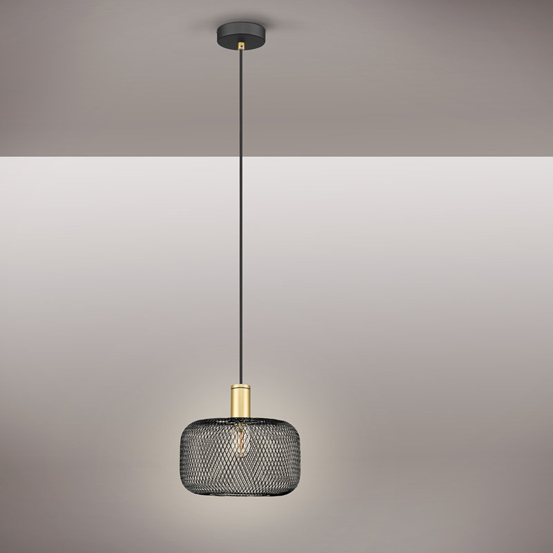 Aemilia 1 - Light Drum Pendant, Matt Black/Gold