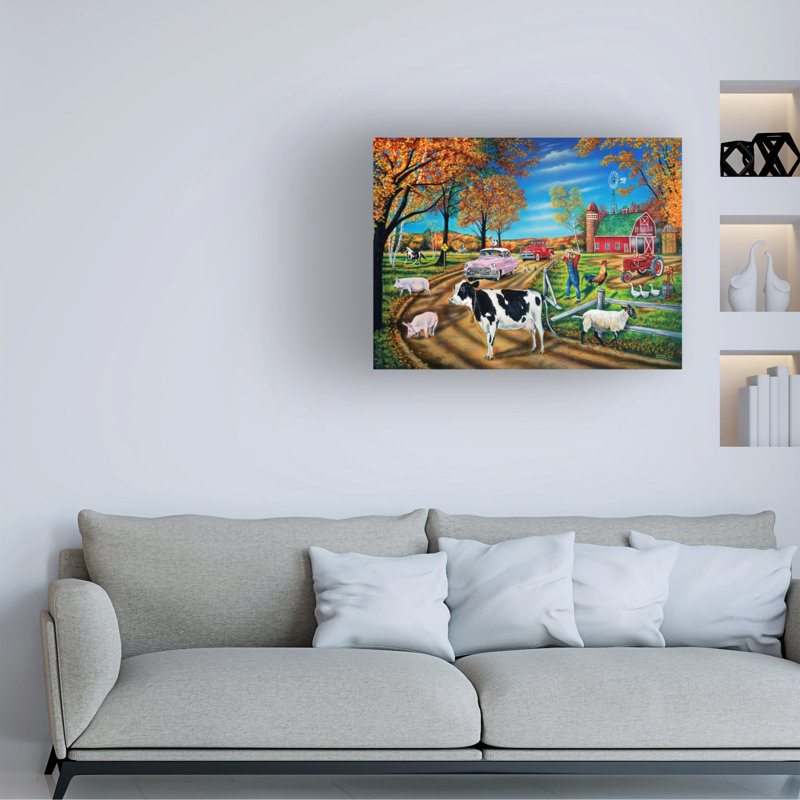 Art sur toile, bolologia Robert Andrea The Great Barnyard Escape, H 14 po x l 19 po