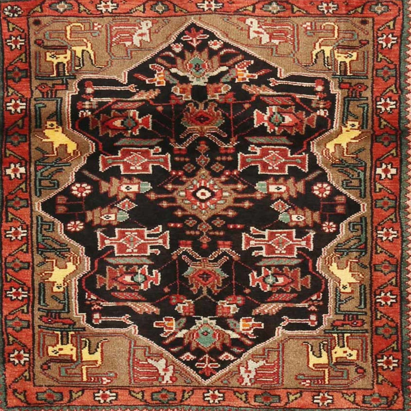 Tapis noir Southwestern, Rond 7 pi